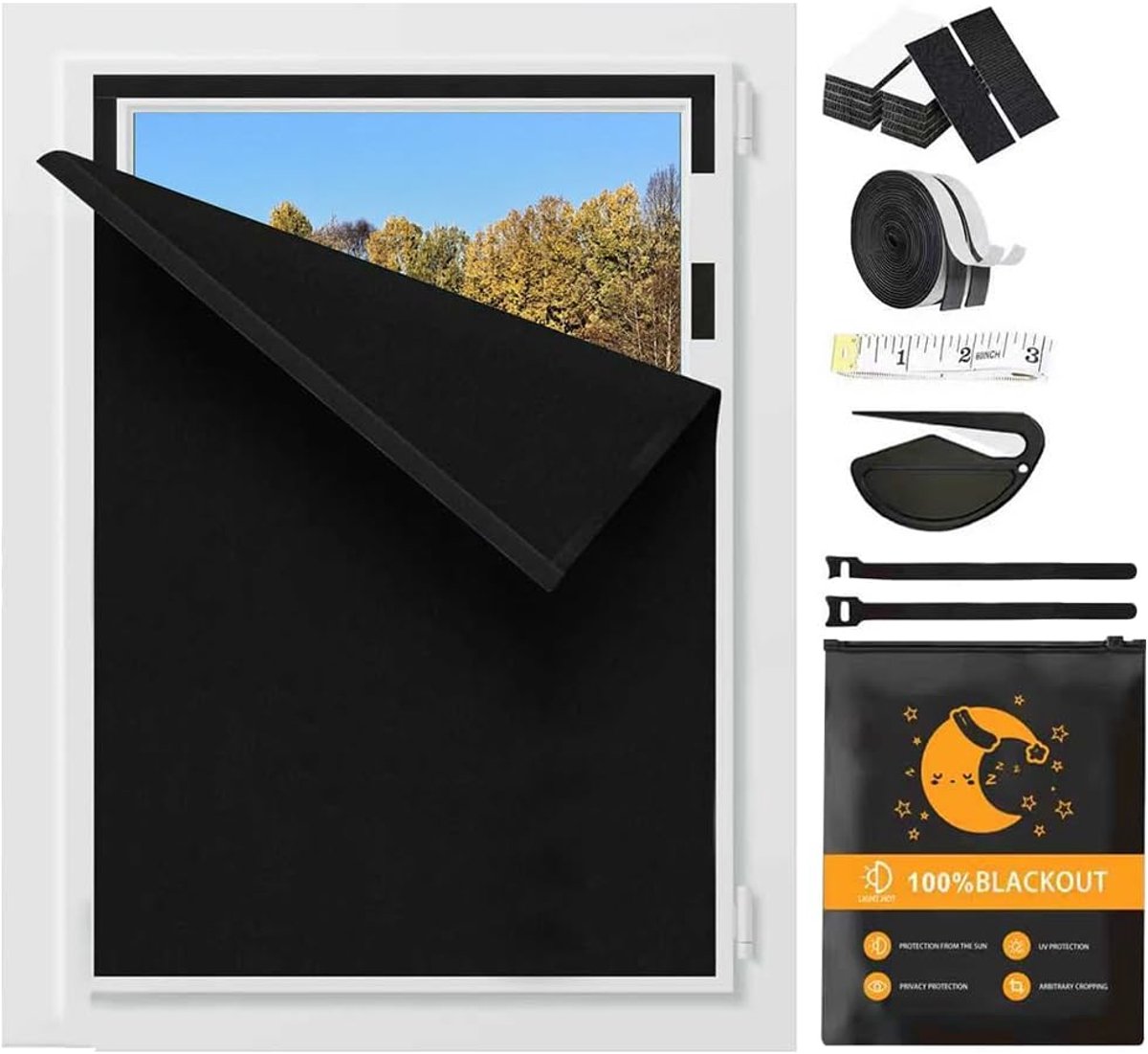 Blackout rolgordijn 150 x 200 cm - linnenlook - 100% verduisterend - ideaal voor dakramen - ShopVlot