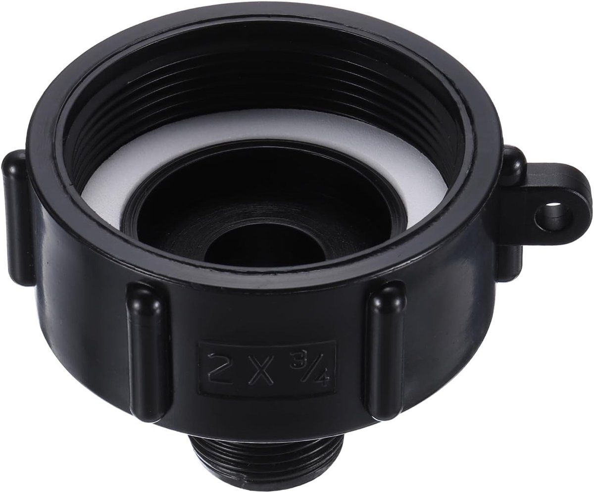 IBC Tote Adapter 2 "NPS Fijne Draad naar 3/4" Mannelijk, 275-330 Gallon Watertank Afvoer Adapter Tuin Waterslang Connector, Zwart