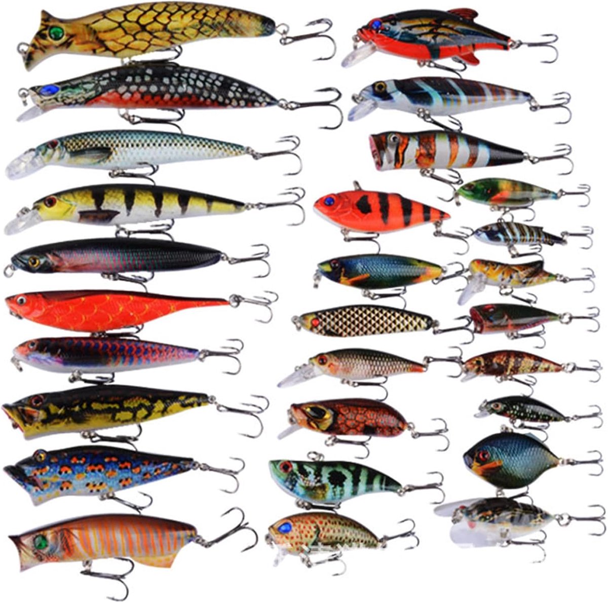 Kunstaas Set, ABS Plastic Hard Bait Set met 3D Bionic Ogen & Inner Ball, verschillende maten Minnow & Vibration