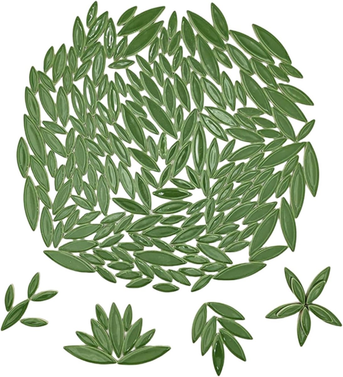 Bloemblad Keramische Mozaïek Tegels voor Knutselen, 500g Onregelmatige Mozaïekdelen, Bloemen Tegels DIY Mozaïek Vervaardiging Stenen voor Handwerk Hobby Kunst Wanddecoratie (Groen)