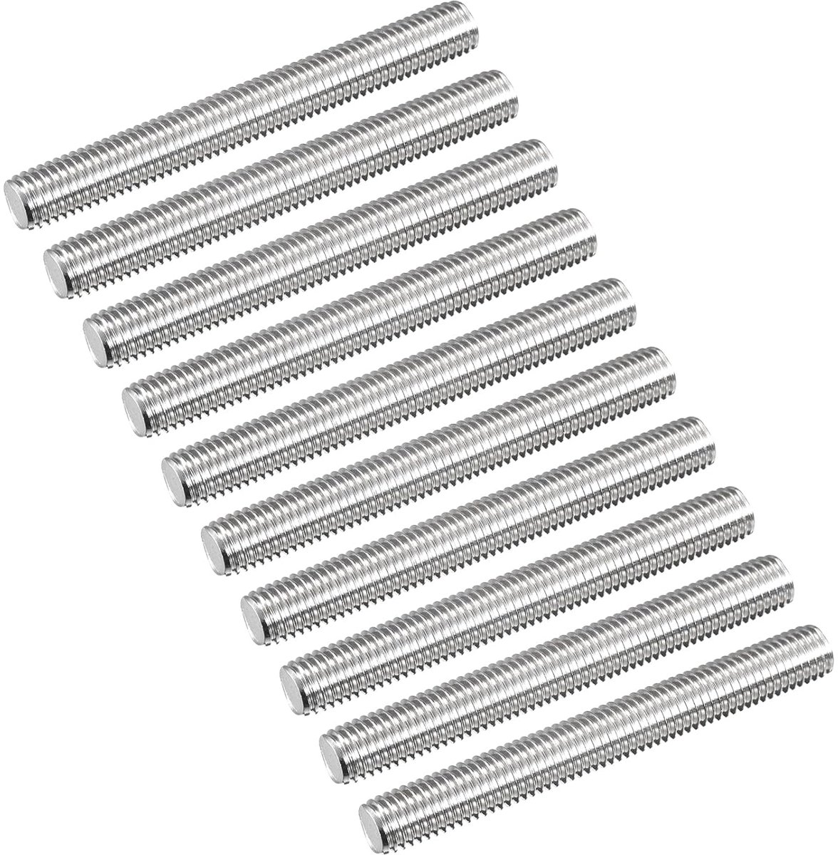 10 stuks draadstangen M12 x 100 mm volledige schroefdraadstang 304 roestvrij staal V2A draadstangen A2 metrisch schroefdraadbout VA draadstaaf rechtse schroefdraad schroefdraadpen