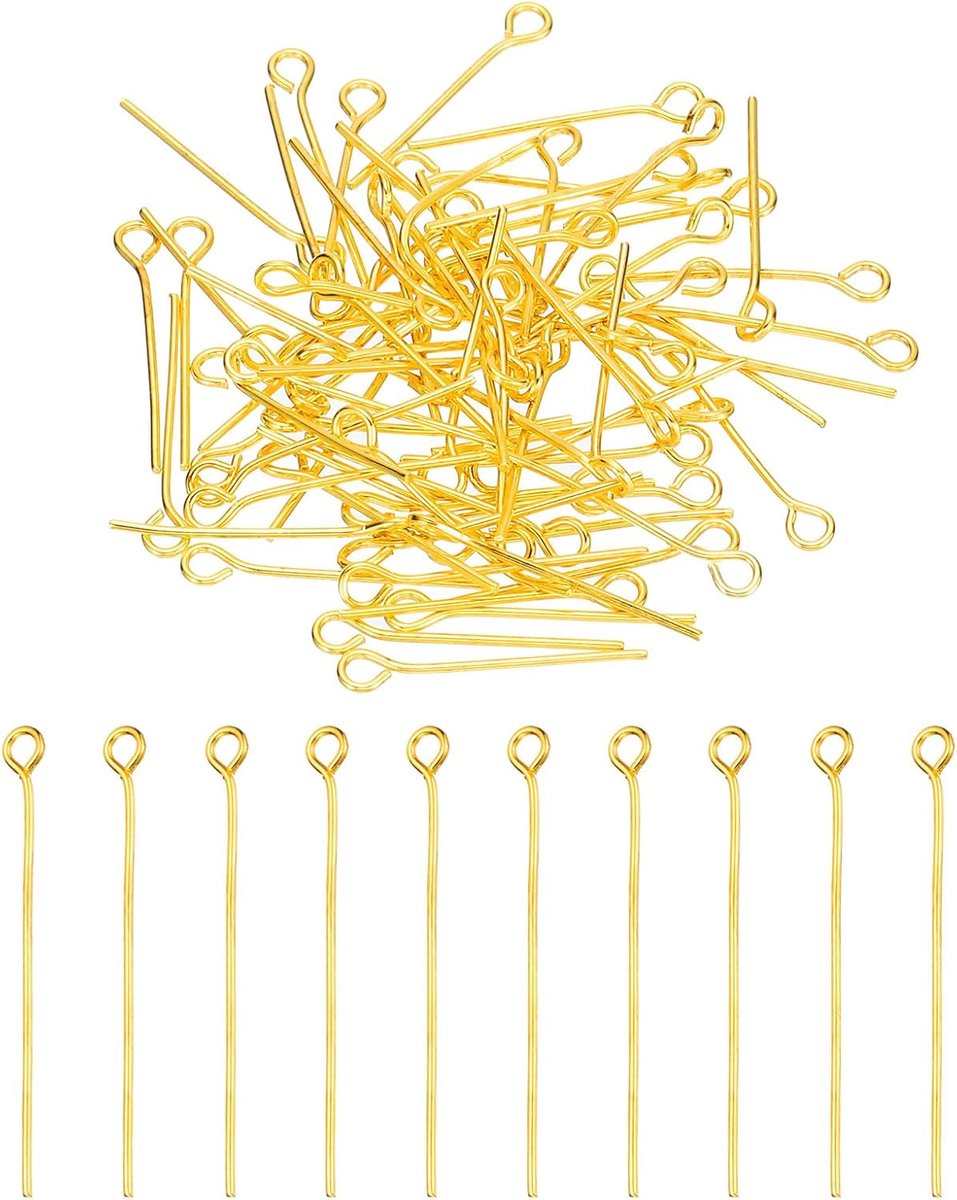 20 mm oogspelden, ca. 150 stuks, 21 gauge, metalen kop, pinnen met