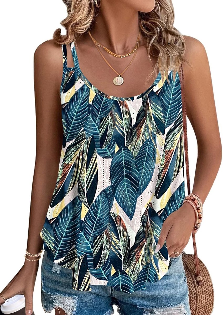 Tanktop voor dames, zomer, spaghetti bovenstuk, zomermode, mouwloos shirt voor dames