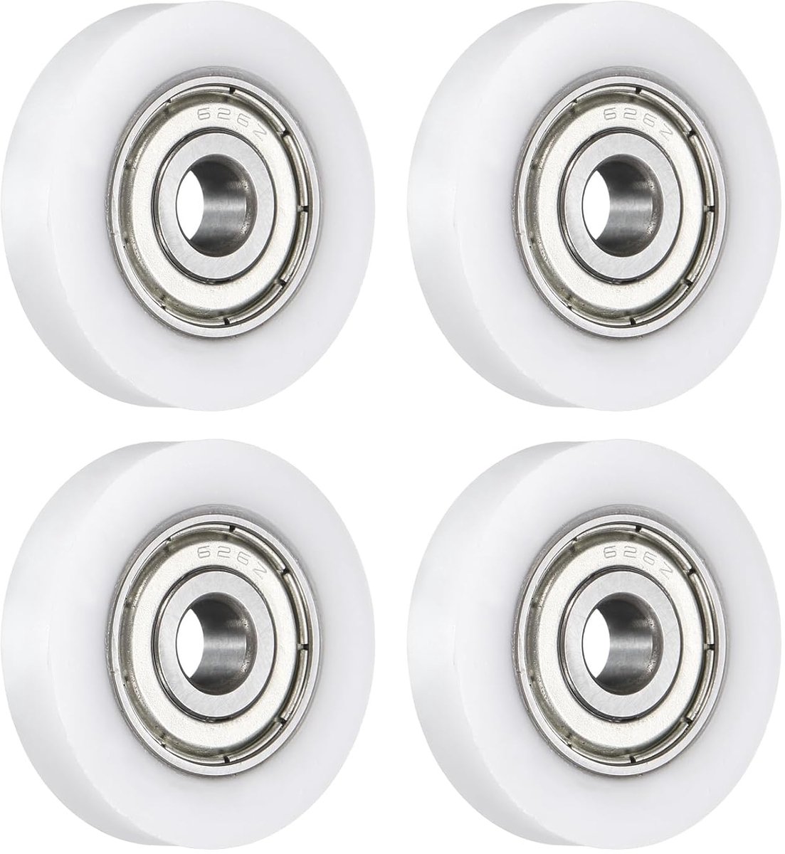 4 stuks rollager riemschijf 6 x 28 x 6 mm, transportrol met lager 626ZZ voor accessoires hardware meubels (wit)