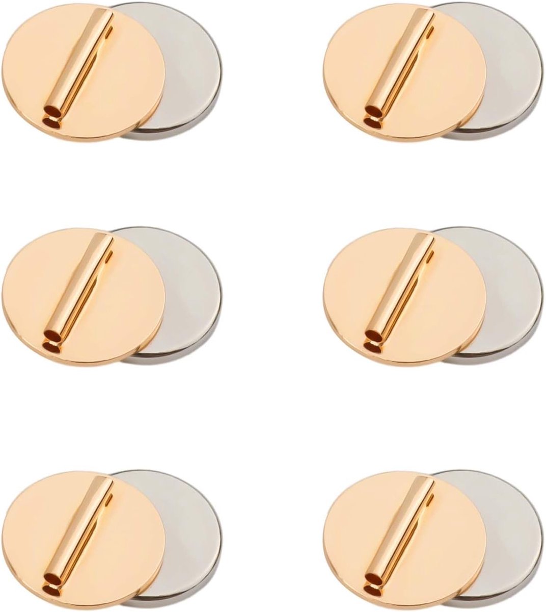 6 Paar Magnetische Mini-Pin-Broche-Converter, Schadevrij Metalen Pin-Ruggen Bijna Onzichtbaar Pin-Converter voor Sjaal Hijab Sjaals Dunne Stof (Goud)