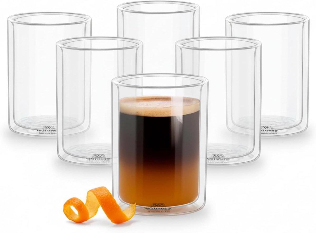 Thermische glazen set van 6 - dubbelwandig - hittebestendig - ideaal voor warme dranken - ShopVlot