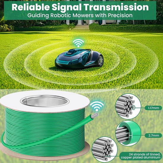 175 m begrenzingskabel + 100 haringen + 20 kabelconnectoren + 10 aansluitklemmen voor robotmaaier, tuinaccessoireset, universele begrenzingsdraad, compatibel met Gardena/Bosch/Worx — afbeelding 2