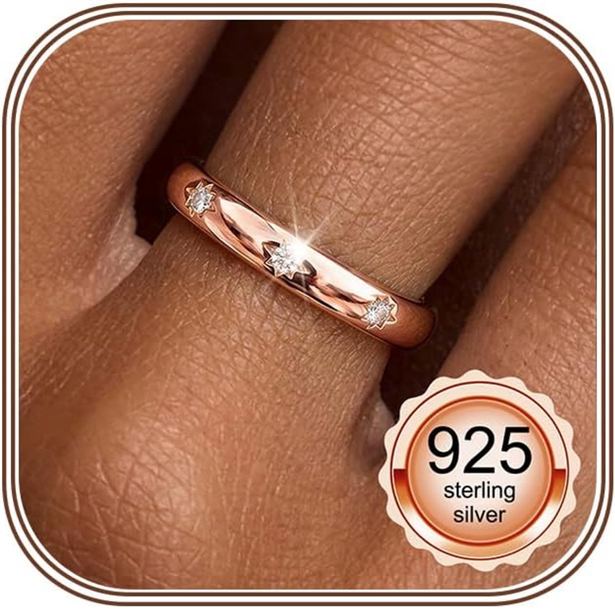 Ring van 925 sterling zilver voor dames, eeuwigheidsring met zirkonia, minimalistische zilveren ring, open ring, verstelbaar, voor dames