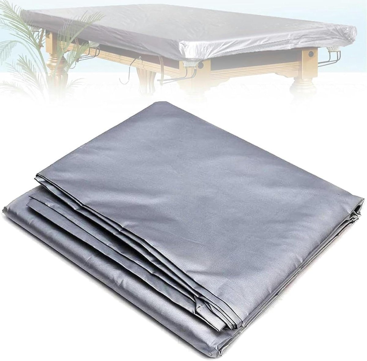 Pooltafelhoes - Tafelkleed Biljart - Tafel Beschermen - Waterdicht PVC - 8ft - Zilver