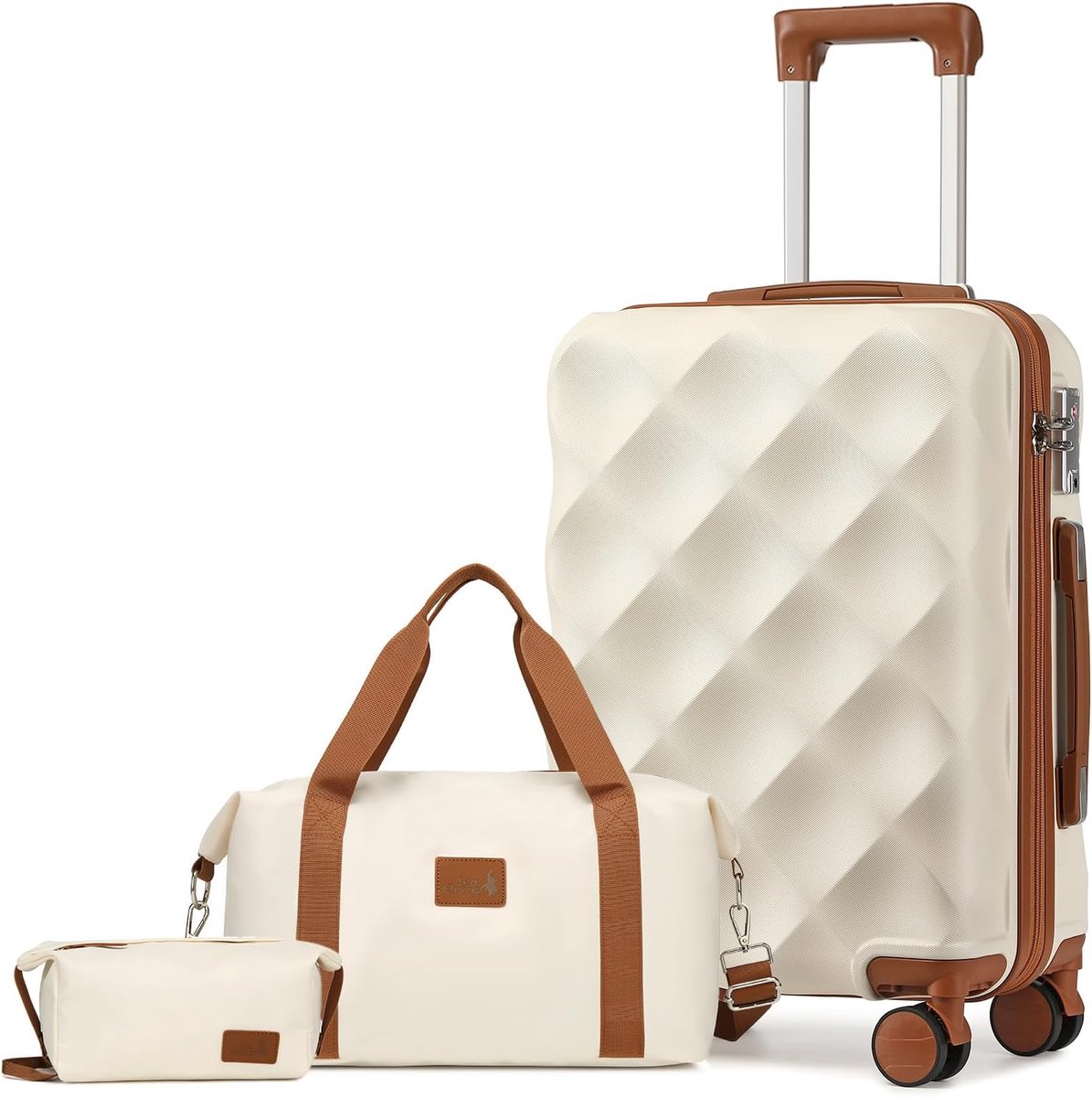 choice Hardschalige Trolley Kofferset 3-Delige Reiskoffer Met Dubbele Wielen Bevat 1 Reistas en 1 Toilettas, Bagage Tsa Slot en 4 Wielen