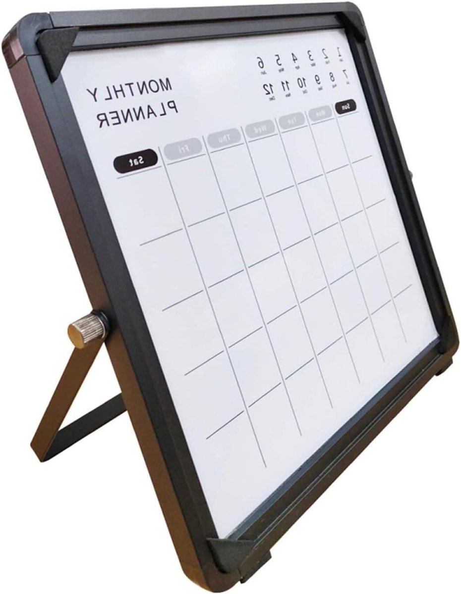 Bureau Whiteboard - Maandplanner Desktop - Organiseren van taken - Dubbelzijdig magnetisch - 25x25CM - Zwart
