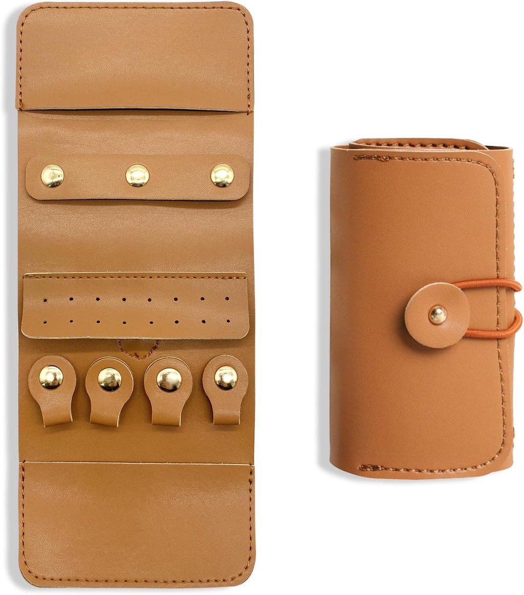 roltas, draagbare sieradenzak, opvouwbare sieradenorganizer, tas, PU-leer, ringen, oorbellen, kettingen, opslag