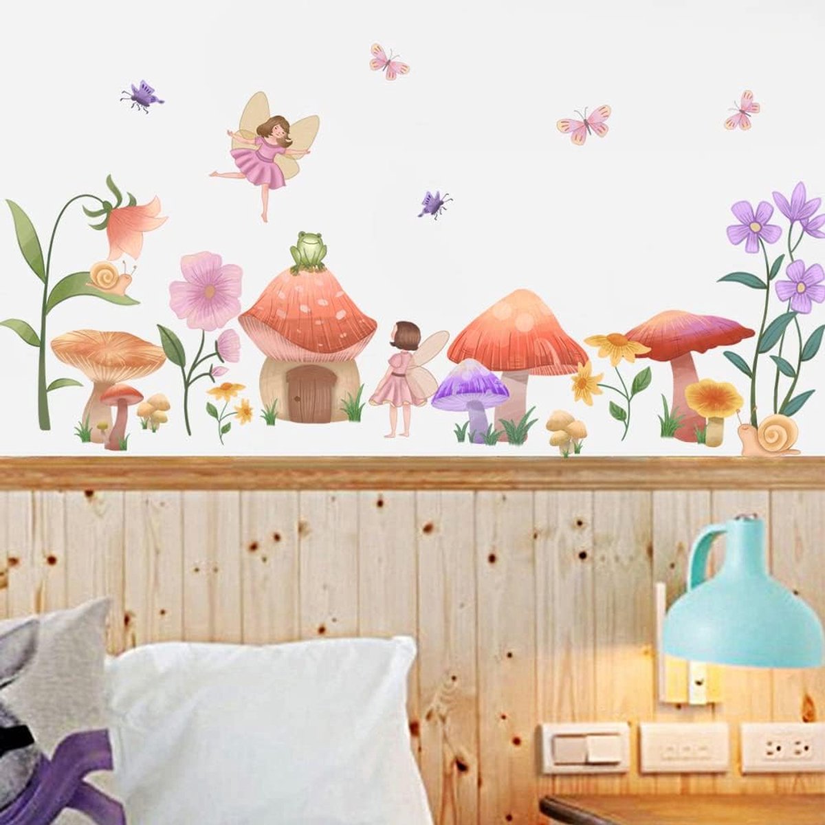 Fairy Wall Art Decals Paddestoel Bloem Muurstickers voor Meisjes Slaapkamer Kids Nursery Home Decor