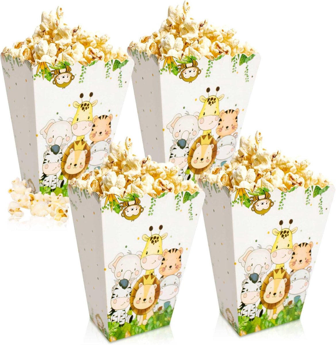 12 dozen popcorndozen met jungle dieren speelgoedzakken safari dieren snoepzakken voor wild one safari babyshower verjaardagsfeestgunsten
