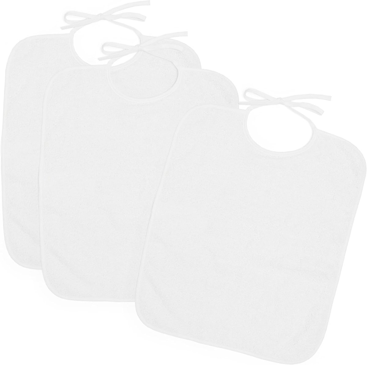 SnelShoppen - Set van 3 Baby Slabbetjes 32x36 cm, Katoen, Sluiting met Strik, Wit, Ademend en Absorberend, Geschikt voor Kinderen vanaf 1 Jaar, Ideaal