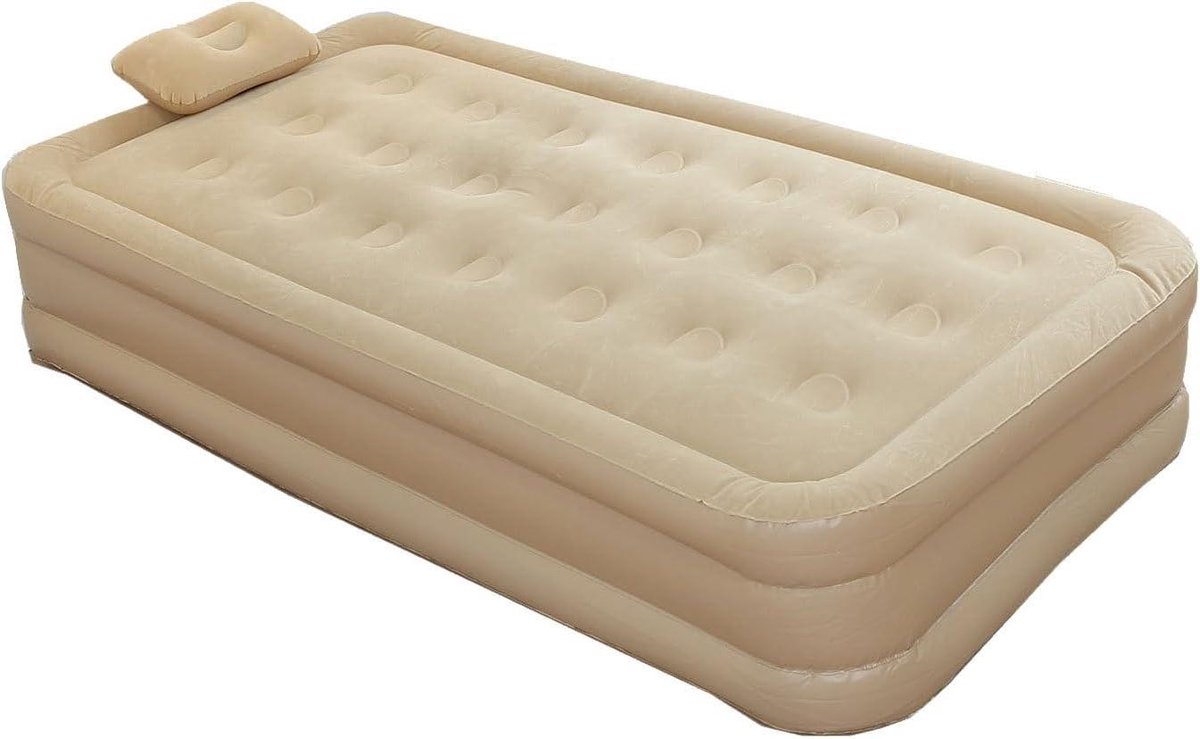 Luchtbed - Kampeerbed Opblaasbaar - Comfortabel Slapen - Ingebouwde Pomp - Twin - Veelkleurig