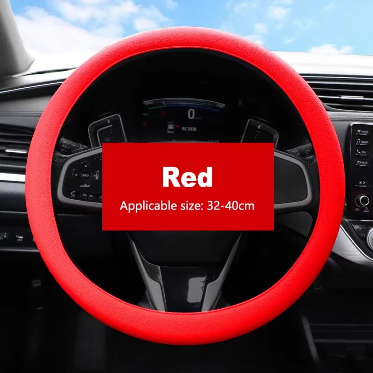 Universele Antislip Siliconen Stuurhoes 38 cm – Auto Stuurwielhoes, Ademend Elastisch Stuurhoesje, Comfortabele Stuurcover, Bescherming voor Autostuur - Rood