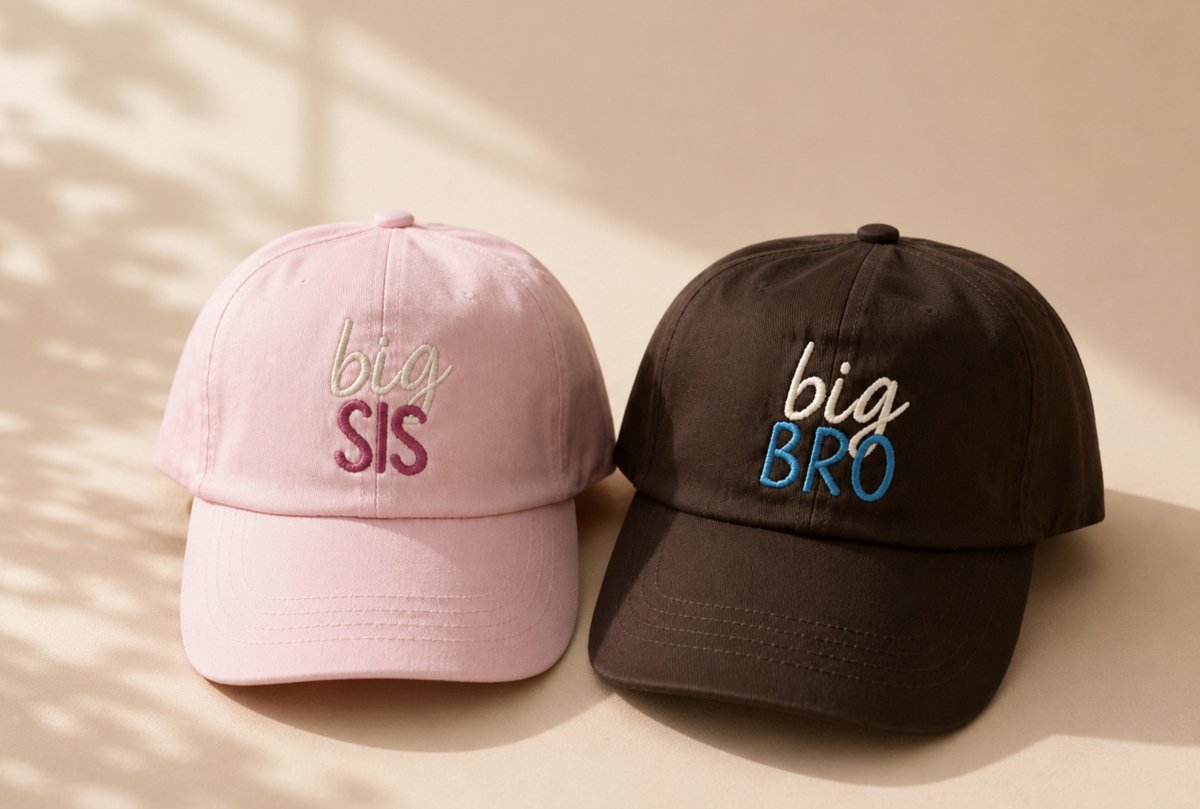 1 stuks kinderpet Big BRO / Big SIS - geborduurd - BolleToet - zwangerschap - aankondiging