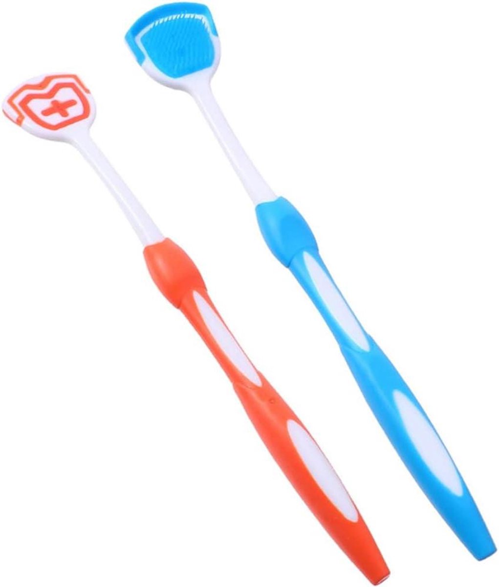 Tongschrapers - Mondverzorging Ademverfrisser - Frisse Adem - Effectieve Reiniging - 19.5 cm - Blauw Oranje