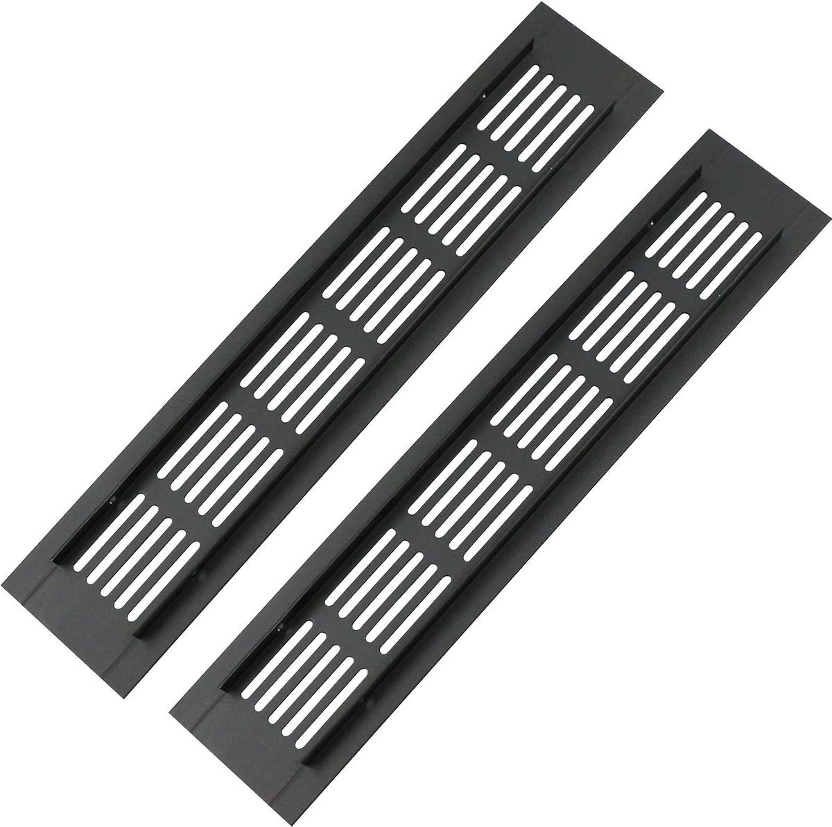 Ventilatierooster 250 x 50mm - Zwart Aluminium - Insectenmesh - Ideaal voor deuren en kasten - ShopVlot