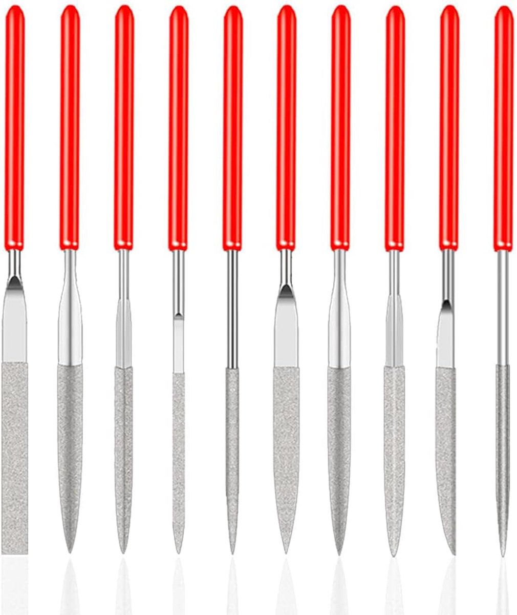 SnelShoppen - 10-delige Mini Diamant Vijl Set voor Sieraden, Metaal, Glas en Steen - Perfect voor Schuren, Polijsten en Graveerwerk - 100mm Lengte