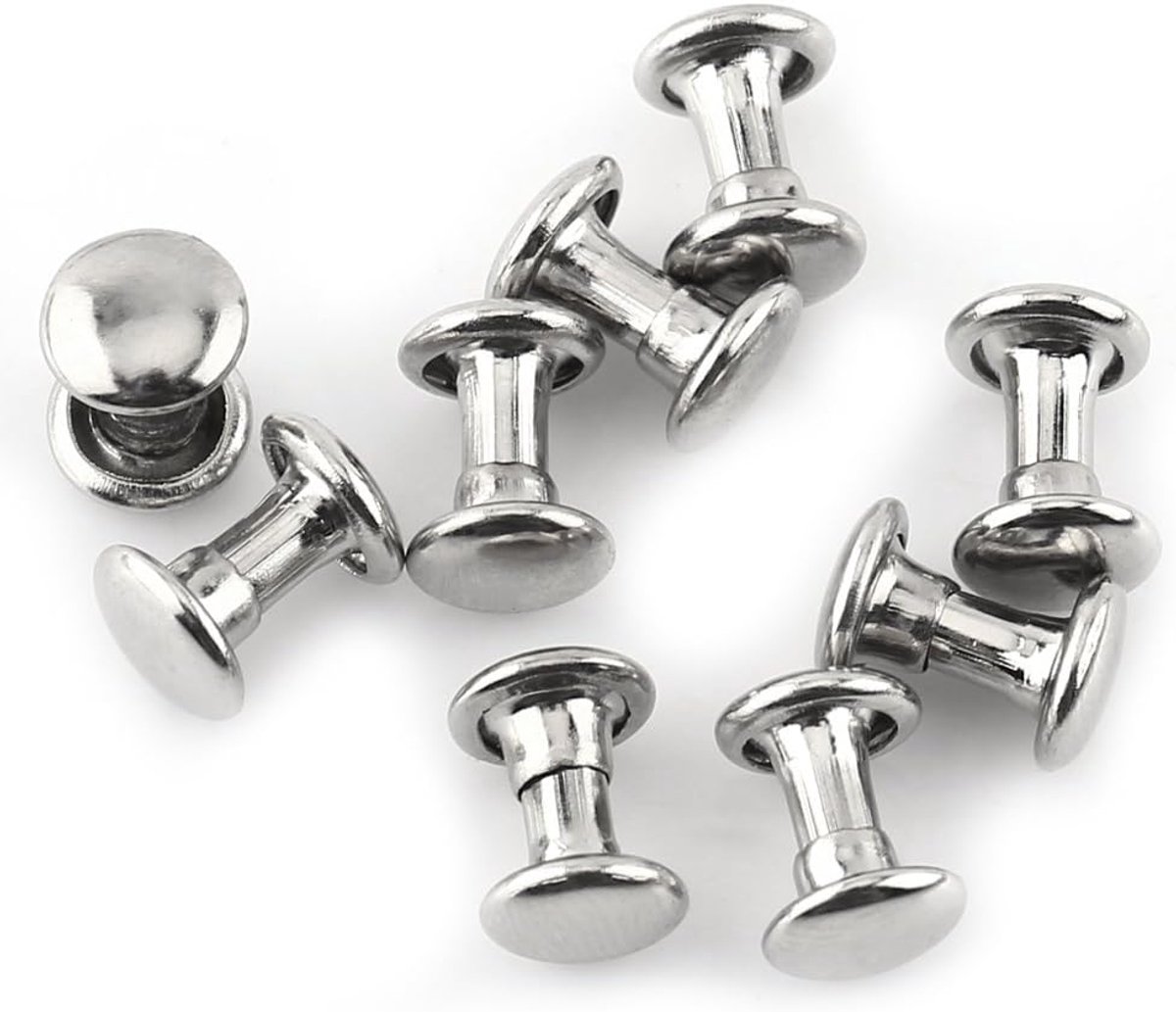 SnelShoppen - 100pcs Dubbele Kappen Nieten Buizen Metaal Lederen Ambachten Reparaties Decoratie DIY (Zilver)