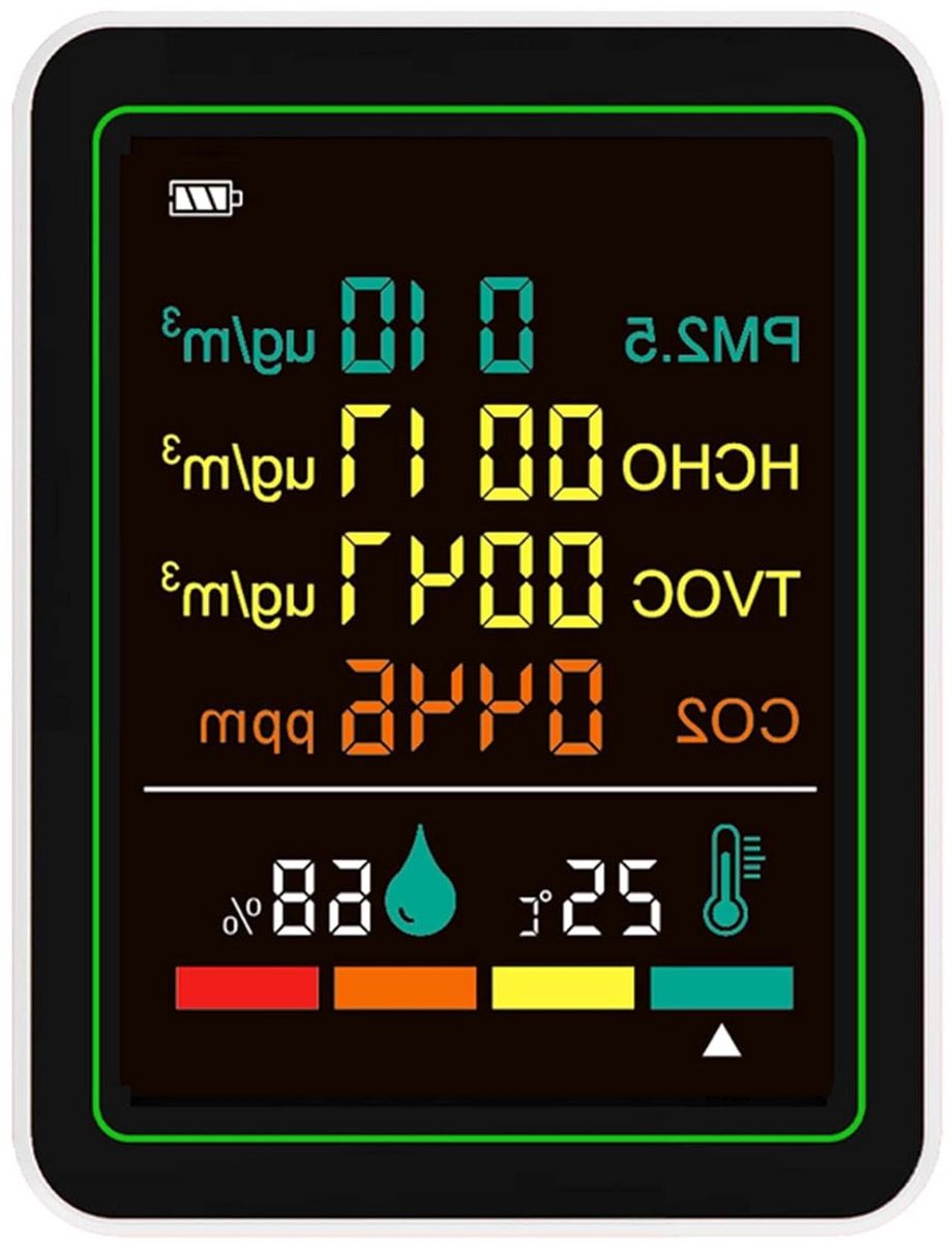Luchtkwaliteitstester - Luchtmonitor Binnenlucht - Gezonde Lucht Bewaken - 6-in-1 Metingen - 70x35x90mm - Wit