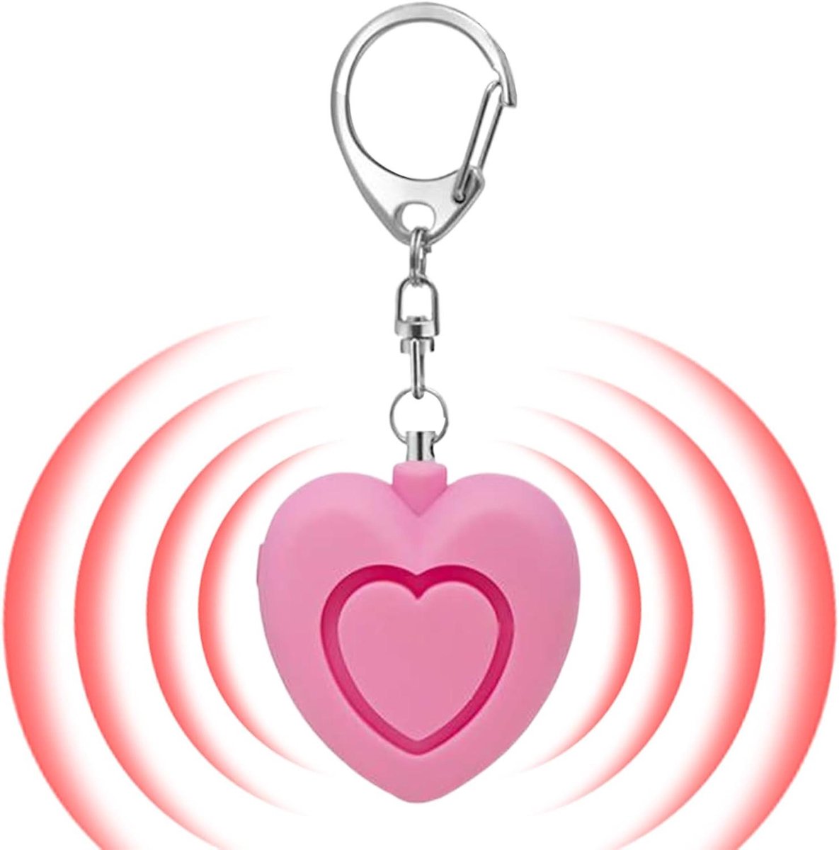 Persoonlijk Alarm Hartvormig - Veiligheidsalarm Sleutelhanger - Persoonlijke Beveiliging - 125dB Waarschuwingssignaal - 6 x 4.5 x 3 cm - Roze