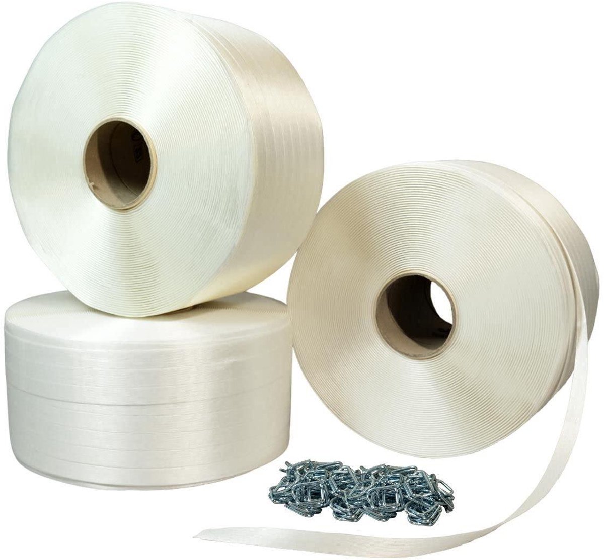 Omsnoeringsbanden Set - Verpakkingstape Textielband - Zendingen Beveiligen - Hoge Breeksterkte 550kg - 19 mm x 600 m - Niet gespecificeerd