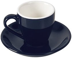 Espresso Kop met Schotel - Koffiekopje Shotglas - Koffie Drinken - Chipbestendig Porselein - 80 ml - Donkerblauw
