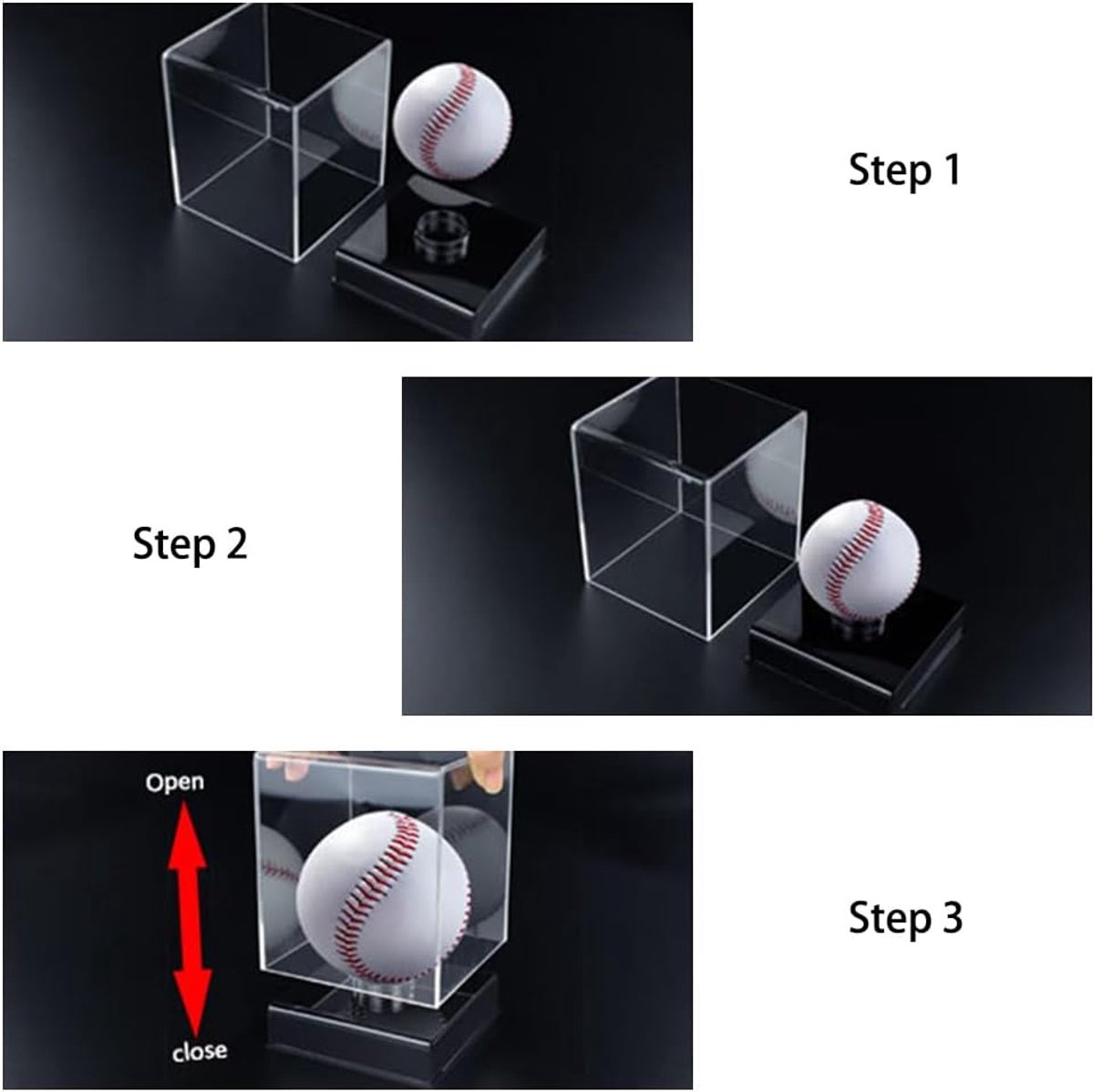 Kubus Display Box, Acryl Baseball Display Case Gesigneerd Honkbal Clear Display Case met Base voor Single Baseball Golfbal Biljart Bal Kristal Steen