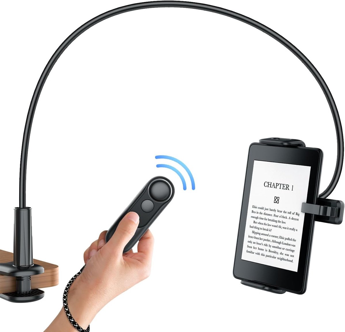 Tabletstandaard voor Kindle-lezen mit RF Afstandsbediening Pagina Turner (HKRC004), Houder voor eReaders en Afstandsbediening Pagina Draaier, Accessoires voor Kindles, Cadeaus voor Lezers