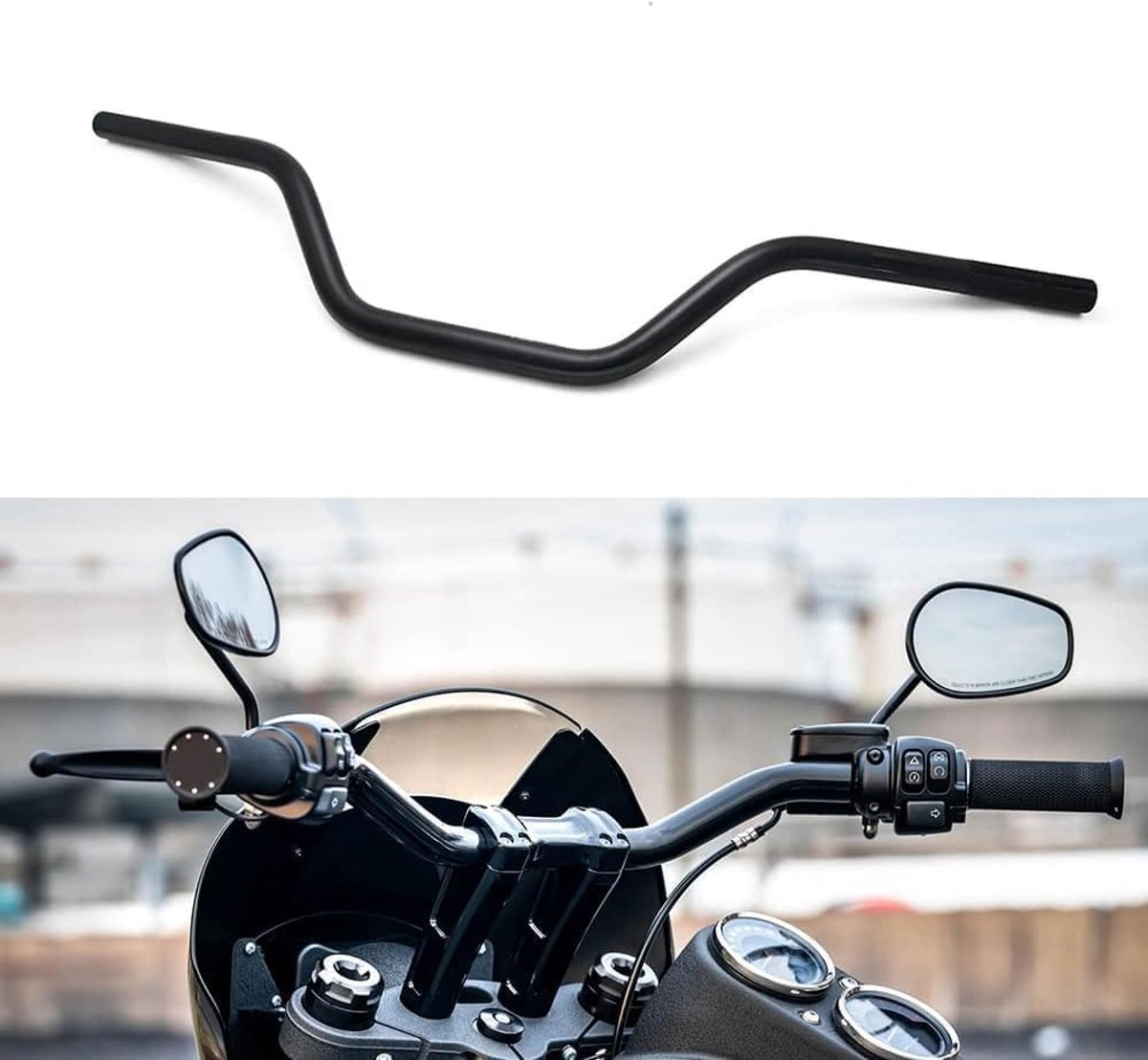 Stuur voor motorfiets, 22 mm, 7/8 inch stuur, universeel, voor Cafe Race Bobber Motocross, Dirt Pit Bike ATV e-bike Mini Bike, zwart
