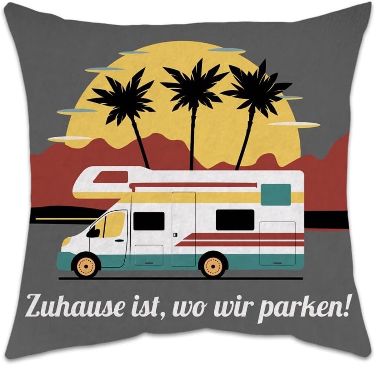 Leuke Camping Kussen 45 x 45 cm, Perfect als Cadeau voor Kampeerders, Decoratie en Accessoires voor de Caravan