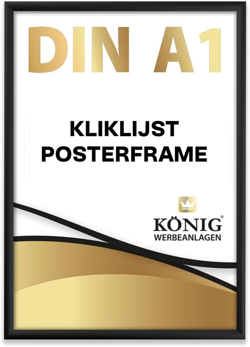 Posterlijst DIN A1 - 25 mm Aluminium Profiel - Zwart met Anti-Reflectief Paneel - Perfect voor Professioneel Gebruik - SnelShoppen