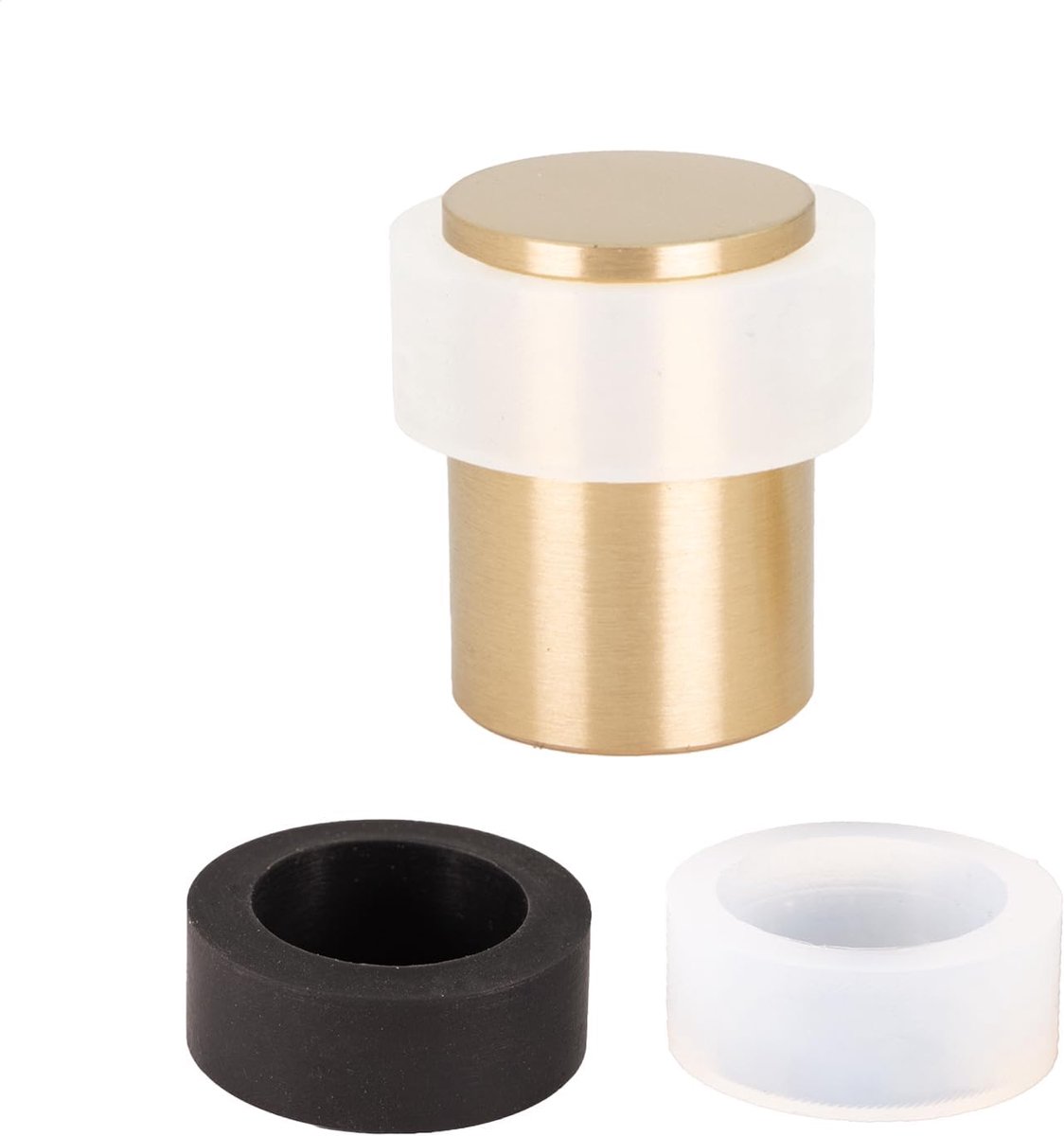 | 24 x 35 mm | rubber zwart en wit | mat messing | schroefbasis | incl. schroef + klemplug | mod. I-19124x35-LMT | EVI Herrajes