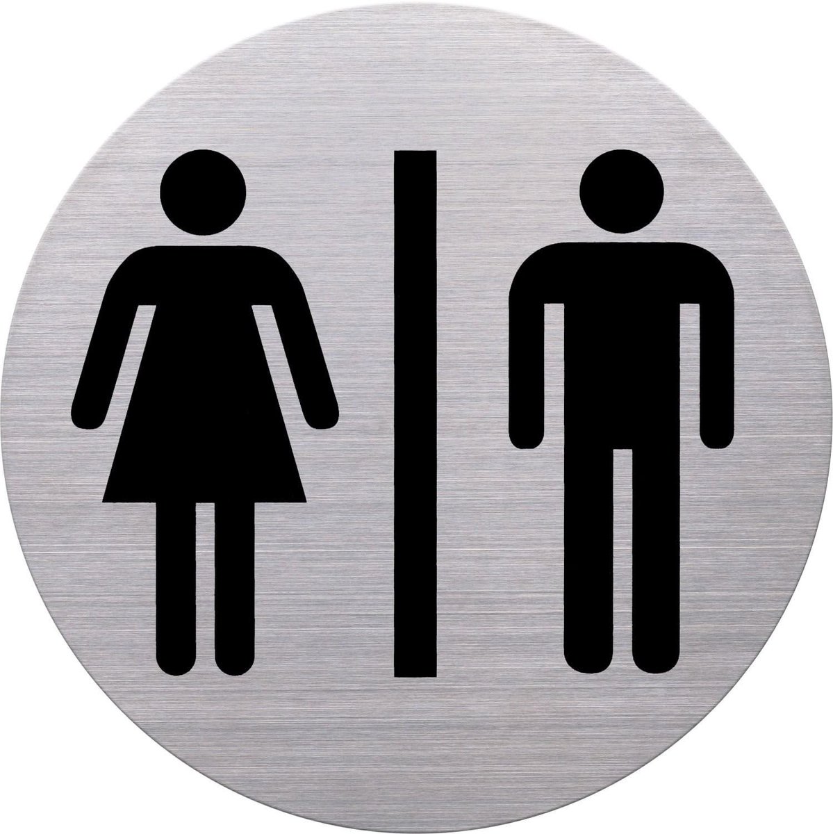 helit H6271100 - Pictogram WC dames en heren roestvrij staal | Ø 115 mm, zelfklevend met kleefpad voor eenvoudige montage