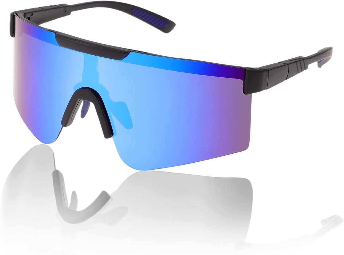 1 x motorbril, niet-verblindend, tri-acetaat, cellulose, pc, blauwe lens, zwart frame