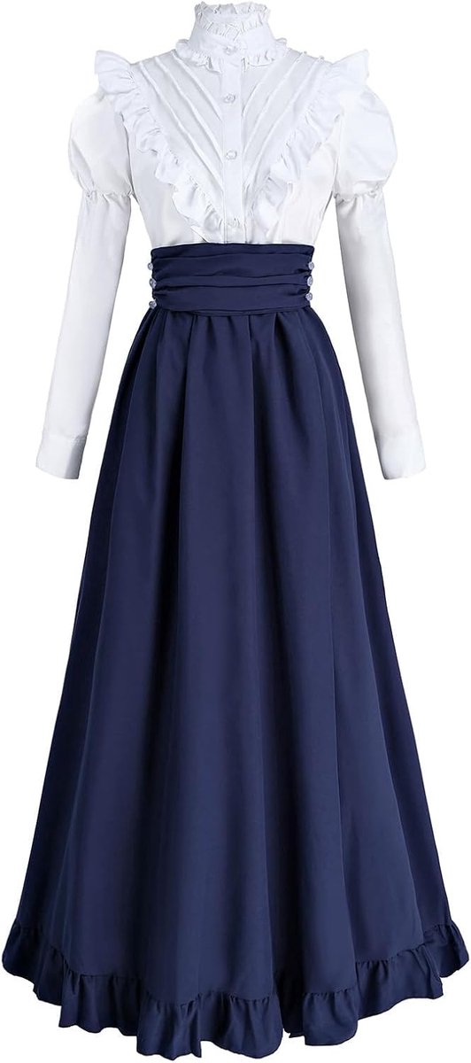 Middeleeuwse jurk renaissance kostuum dames Victoriaanse jurk vintage baljurk dames Victoriaanse blouse met renaissance maxirok