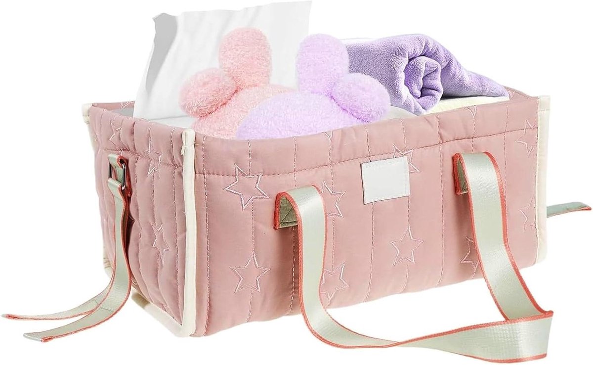 Luiertas Baby - Opbergdoos Kinderwagen - Babybenodigdheden Meenemen - Verstelbare Organisatie - 30 x 4 x 18 cm - Grijs