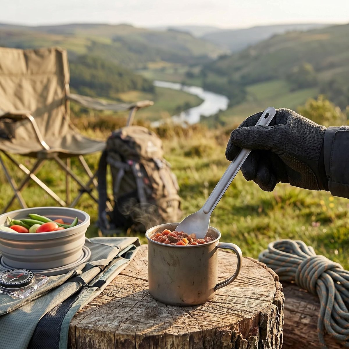 Metalen Draagbare Camping Spork Lange Steel, Picknick Lepel Vork Buiten Backpacken Wandelen