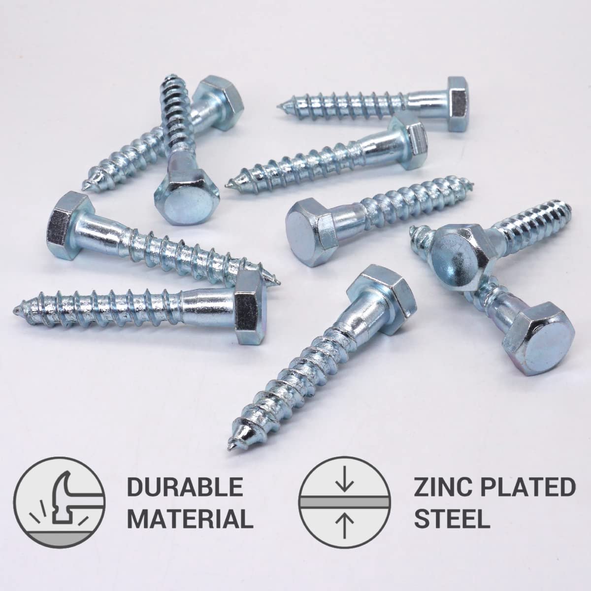 (20 stuks) DIN 571 verzinkt staal zeshoek kop houtschroeven M10 x 60 mm, bus schroeven, zeskantschroef, vertragingsbouten