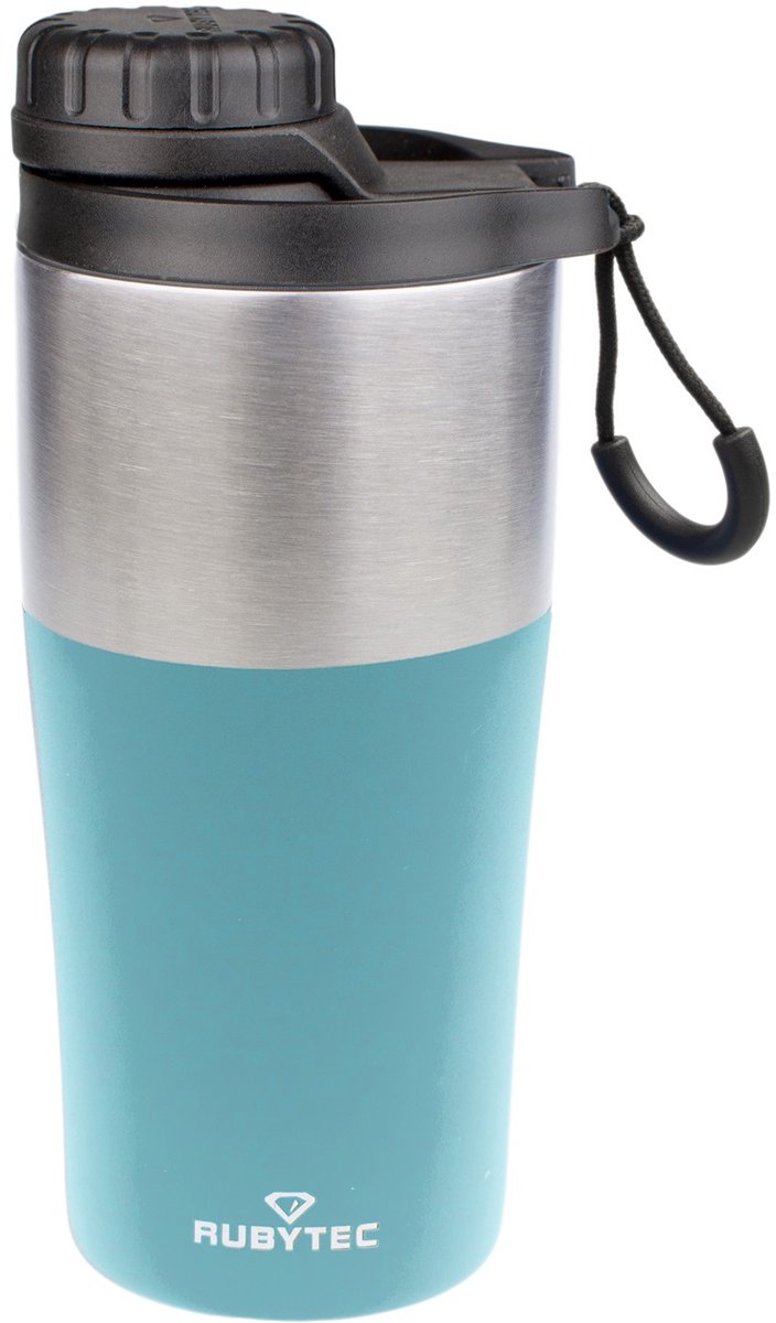 Rubytec Shira Bigshot - 350 ml - Thermosbeker - Koffiebeker To Go - Vacuüm Drinkfles - Thermosfles - Waterfles - RVS Drinkfles - Urenlang Koud of Warm Drinken - Lekvrij - BPA-vrij - Turquoise