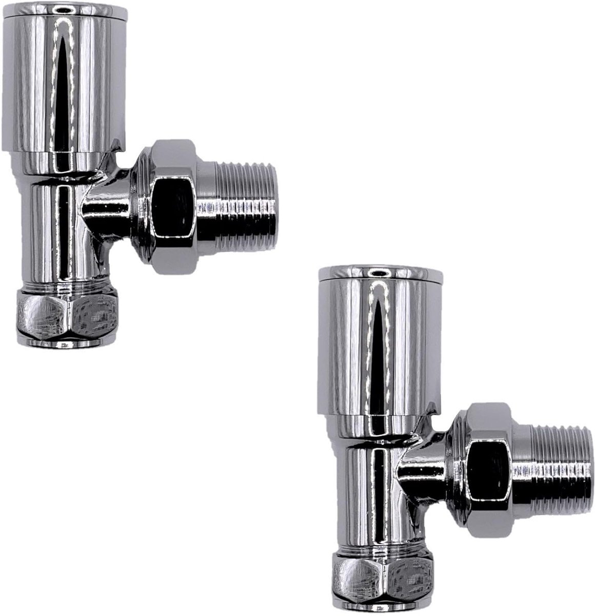 SnelShoppen - Handmatige Radiatorkraan met Ronde Hoek + Vergrendelingsklep, 15 mm, Chroom, Minimalistisch Design voor Verwarmde Handdoekradiator