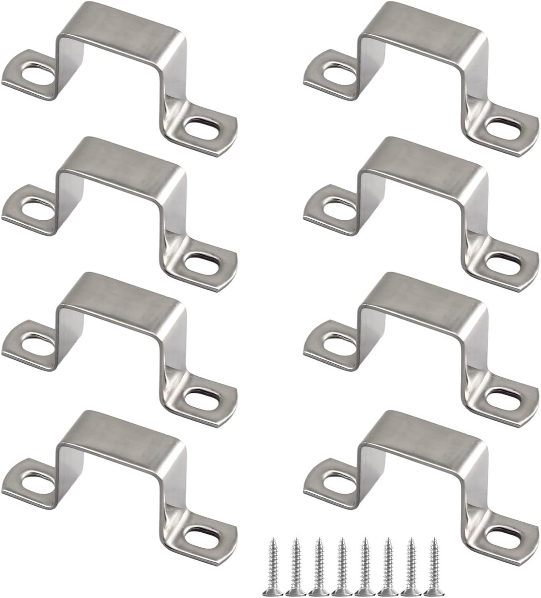 (8 stuks) 35x35mm U-vormige slanghouder Vierkante ondersteuning 304 roestvrij staal buiskoppelingen Komen met roestvrijstalen zelftappende schroeven