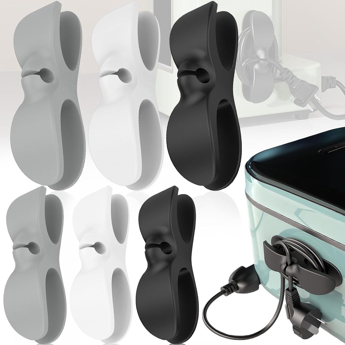 6 Stuks Kabelorganizer voor apparaten, Zelfklevende kabelclips, Zelfklevende kabelhaspel voor keukenapparatuur, Kabelhaspelers, Kabelorganizer voor huishoudelijke apparaten