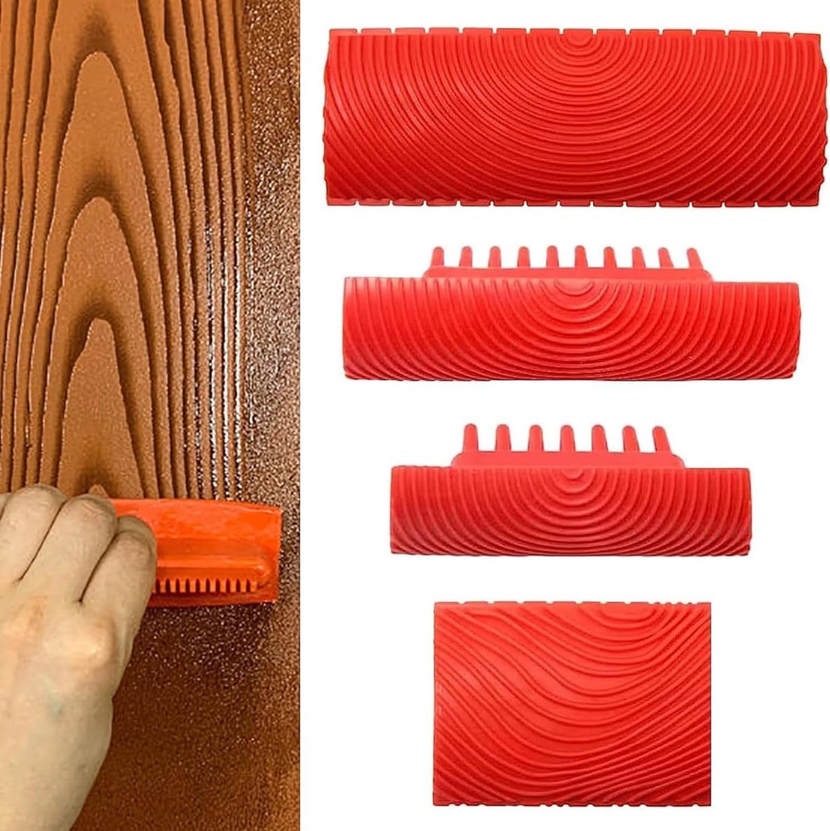 gereedschap, rubberen schildergereedschap voor wanddecoratie, voor doe-het-zelf wanddecoratie, 4 stuks, rood