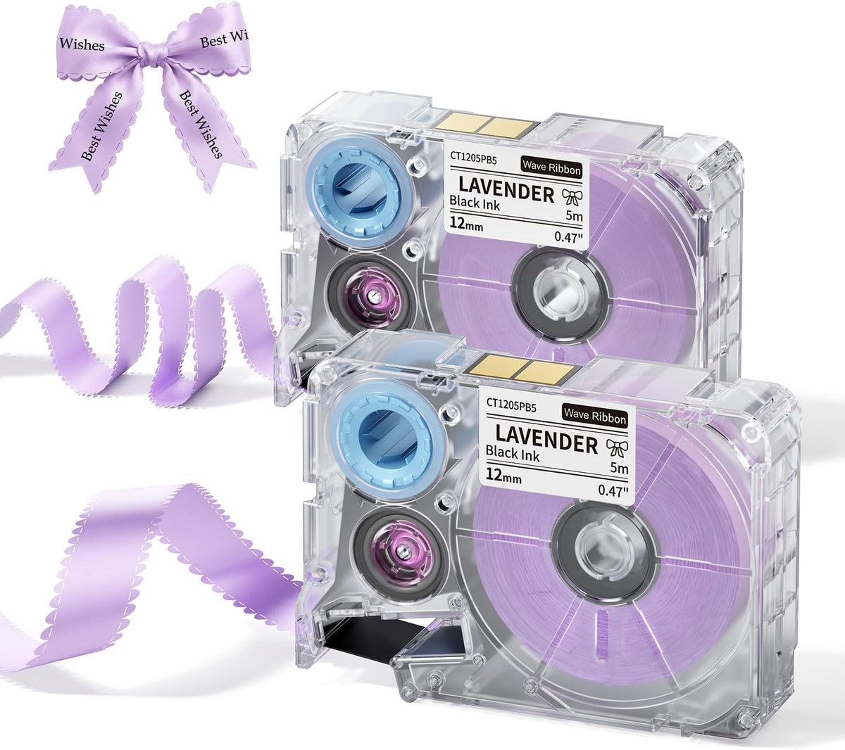 A30 P15 exclusieve lintetiketten, satijnen lint, ideaal voor geschenkverpakking, bruiloftsboeketten, doe-het-zelf knutselwerk en Valentijnsdag, 12 mm × 5 m lang, verpakking van 2 rollen, paars