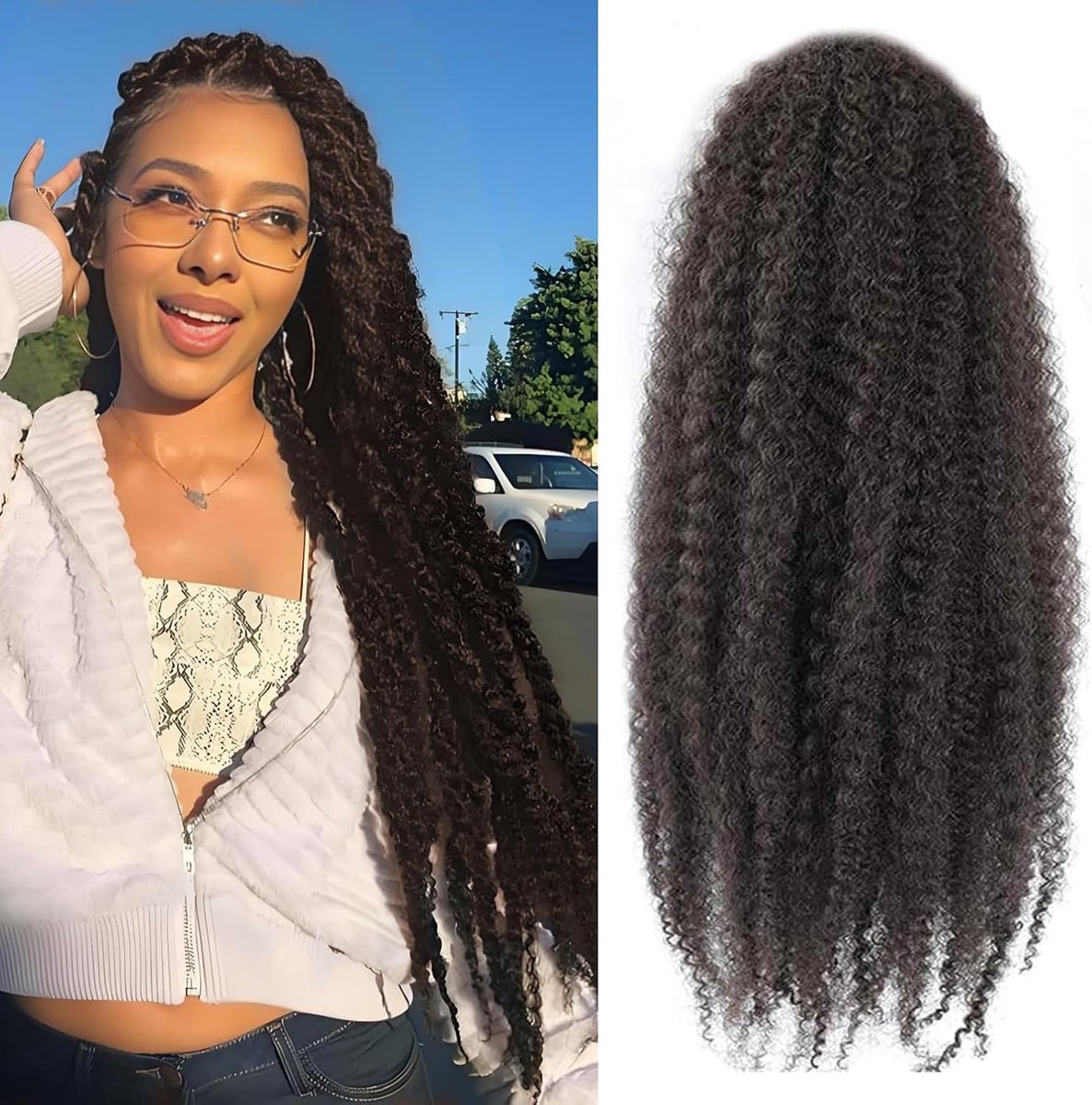 Twist vlechthaar Afro Kinky Curly Cubaanse Twist Haar Marley Twists Gehaakte vlechten synthetische Senegalese Twists Gehaakte haarextensies voor vrouwen (4#, 56 cm/6 verpakkingen)