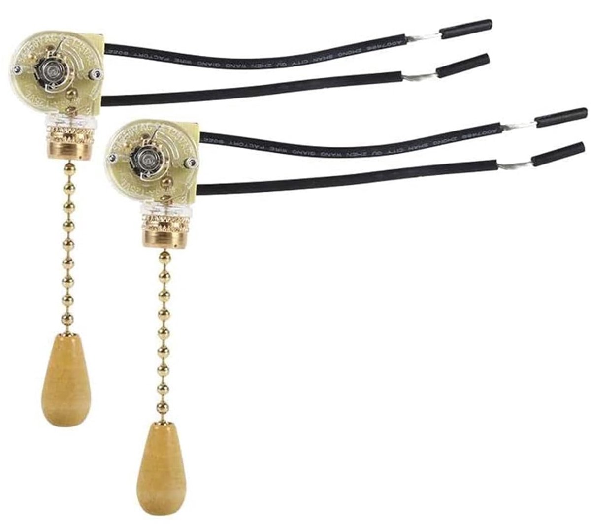 trekketting snoerschakelaar, schakelaar voor plafondventilatoren, wandlampen, voor led-wandlamp, plafondventilator, badkamerlamp, 2 stuks